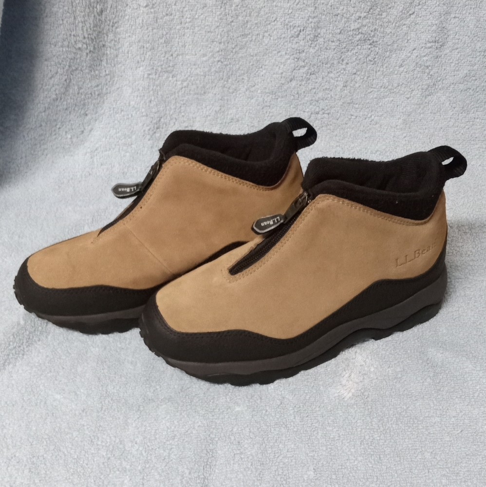 LLBean zipup suede ankle boots rubberized sides tabbed back pulls Primal…
